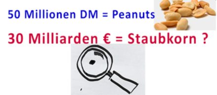 50 Millionen DM, das waren einmal “Peanuts” – 30 Milliarden €, das ist weniger als ein Staubkorn