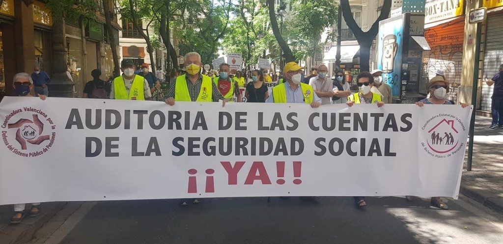 29. Mai 2021 in Spanien: Demonstrationen für die Verteidigung des gesetzlichen umlagefinanzierten öffentlichen Rentensystems